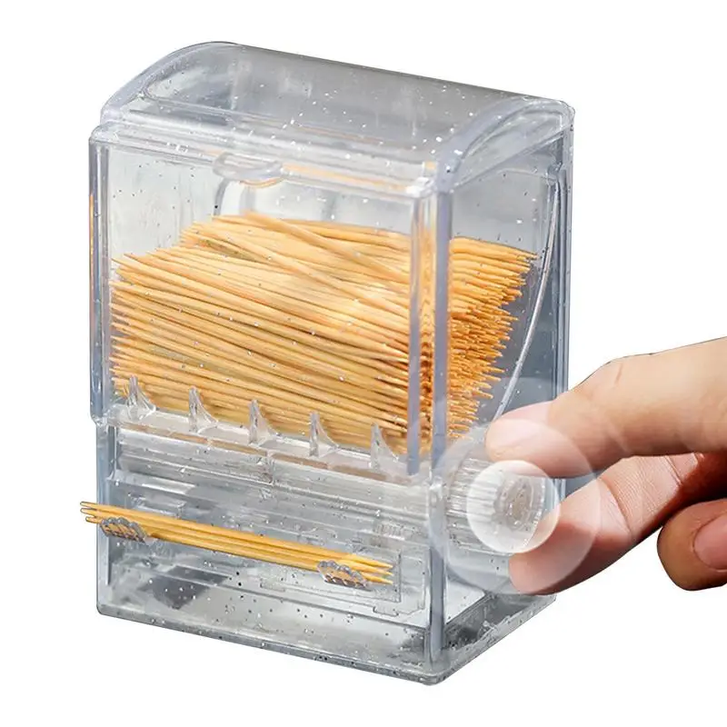 Toothpick Dispenser For Home Clear Vending Machine Auto Toothpick Holder Fashionable Toothpick Dispenser Square Toothpick Box