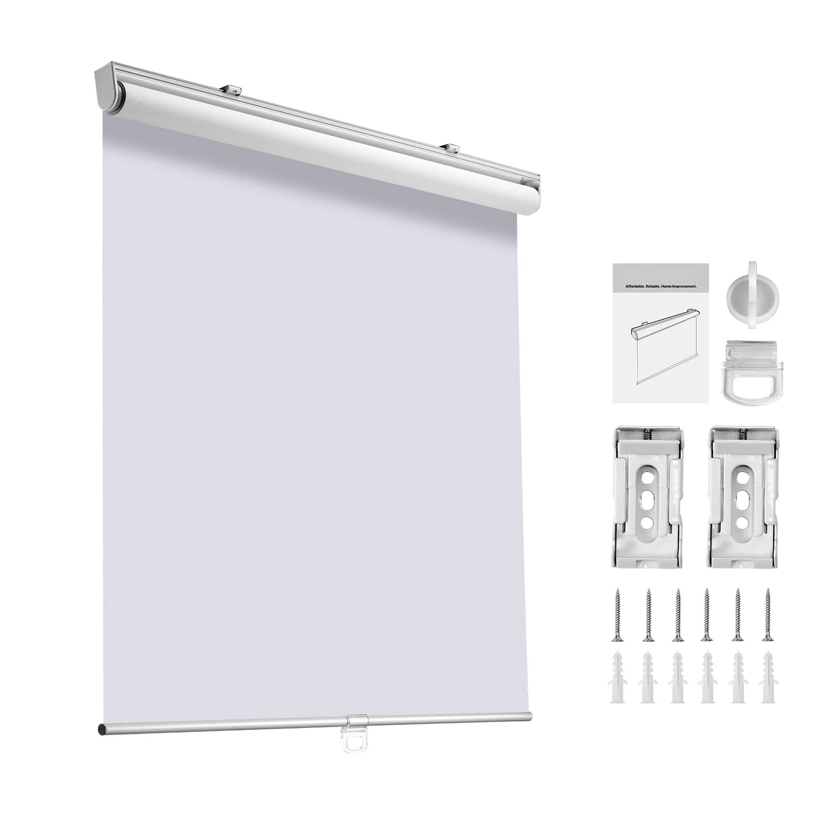 SucceBuy Cordless Roller Shades 34x72in Pull Down Blackout Blind for Room Darkening Thermal Insulated for Bedroom Bathroom White