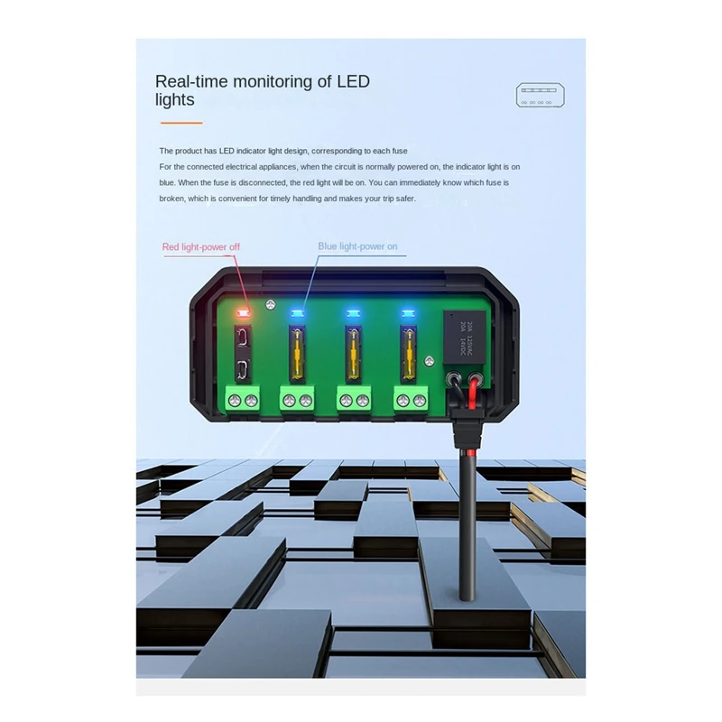 Car Fuse Box LED Indicator Fuse Junction Box 12V Suitable For Car Motorcycle Electric Vehicle