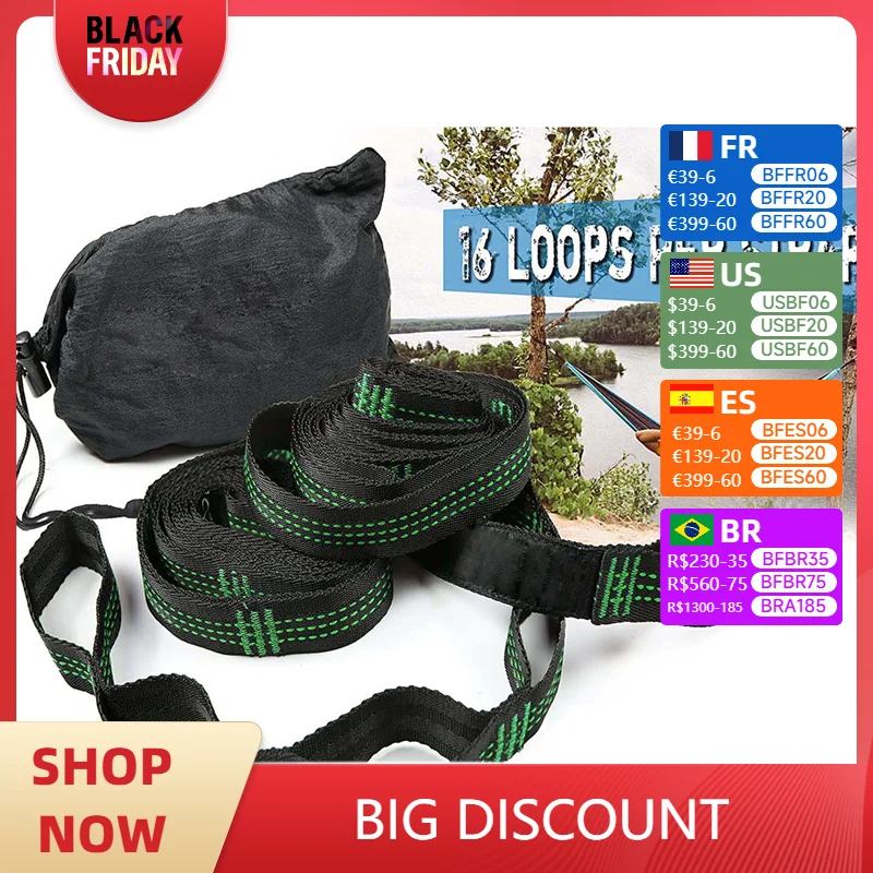 280cm Heavy Duty Hammock Strap Tree Hanging Belt High Load-Bearing Outdoor Camping Clothesline Outdoor Hammock straps