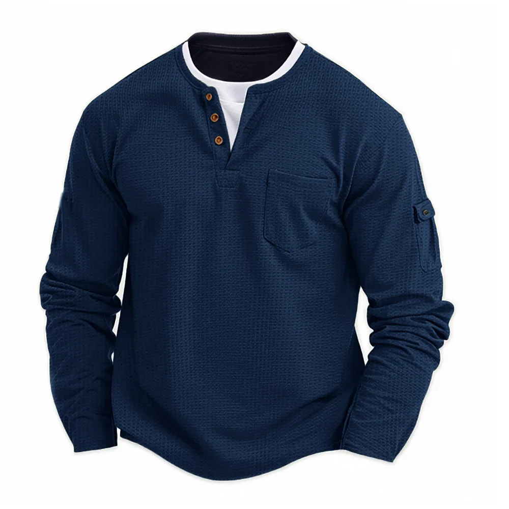 

New Spring and autumn men long-sleeved solid color shirt, stand-up collar comfortable button-down fashionable slim shirt S-2XL