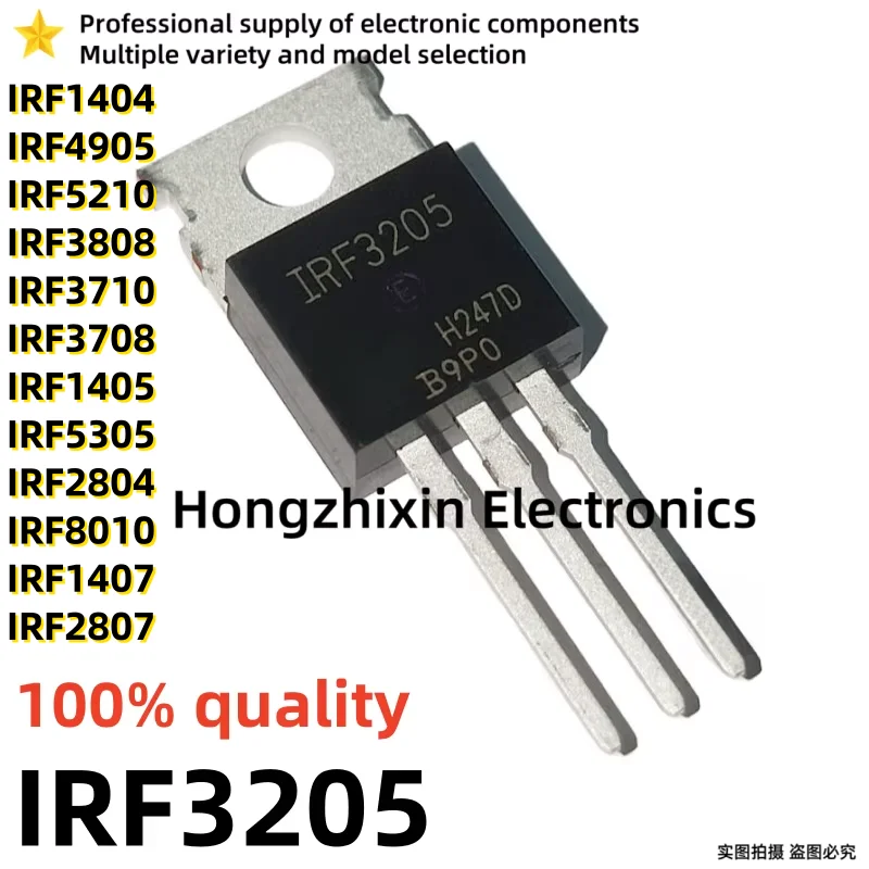 100% 품질 IRF3205 IRF3710 IRF3808 IRF4905 IRF5210 IRF5305 IRF8010 IRF3708 IRF1404 IRF1405 IRF1407 IRF2804 IRF2807 TO-220, 10 개