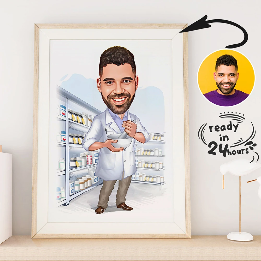 Cartoon Male Dentist White Coat Personal Wall Art Poster And Prints Picture Canvas Painting Decoration for Hospital Room