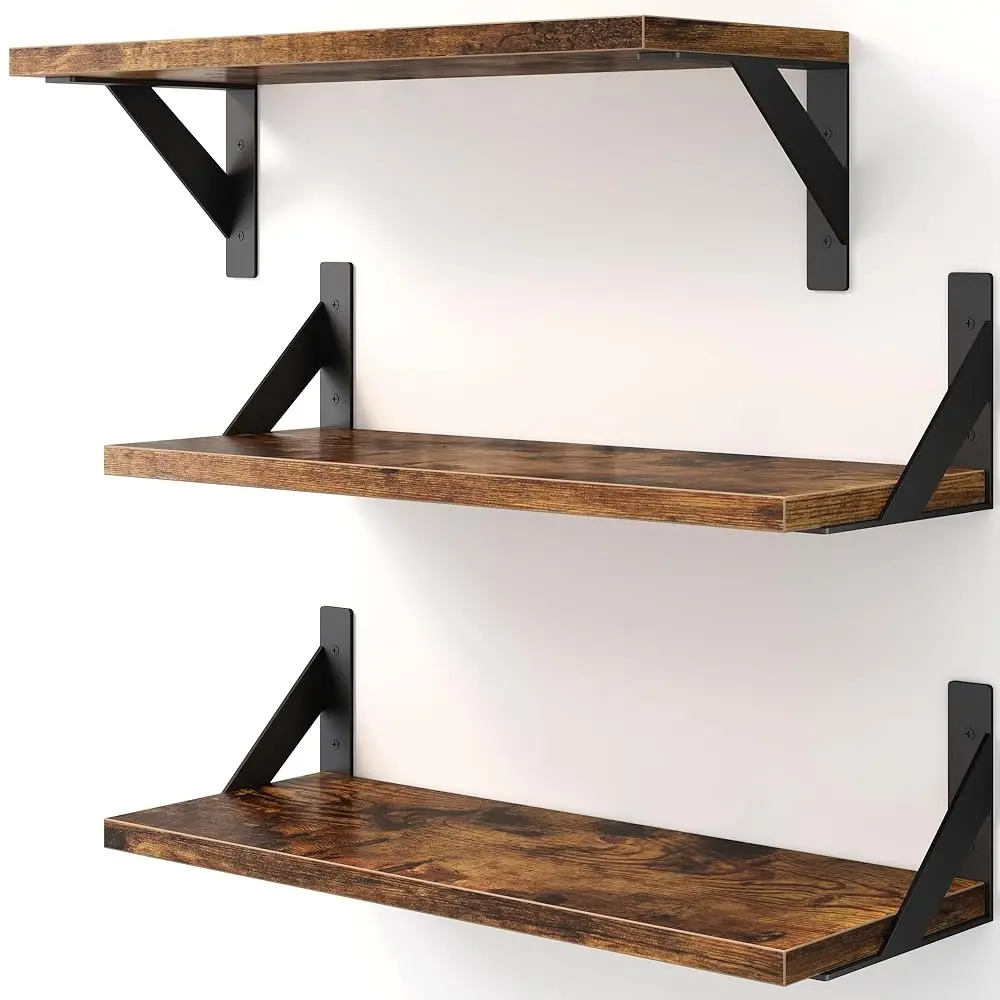 

Floating Shelves For Wall, Wall Mount Book Shelf, Hanging Shelves, Wall Bookshelf For Bedroom, Office, Living Room (Rustic