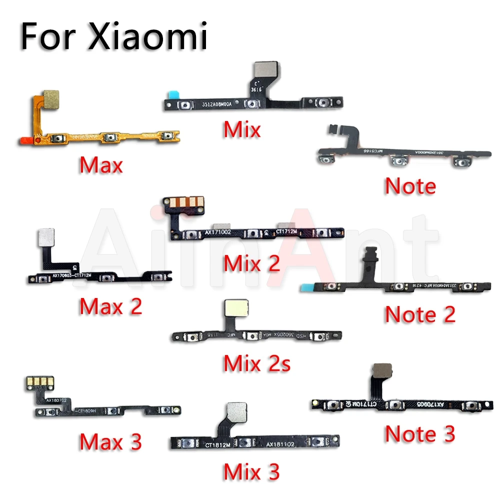 Aiinant Up Down Button Mute key Switch On Off Volume Power Flex Cable For Xiaomi Mi Note Max Mix 2 2s 3 F1 A3 A2 A1 Lite Pro