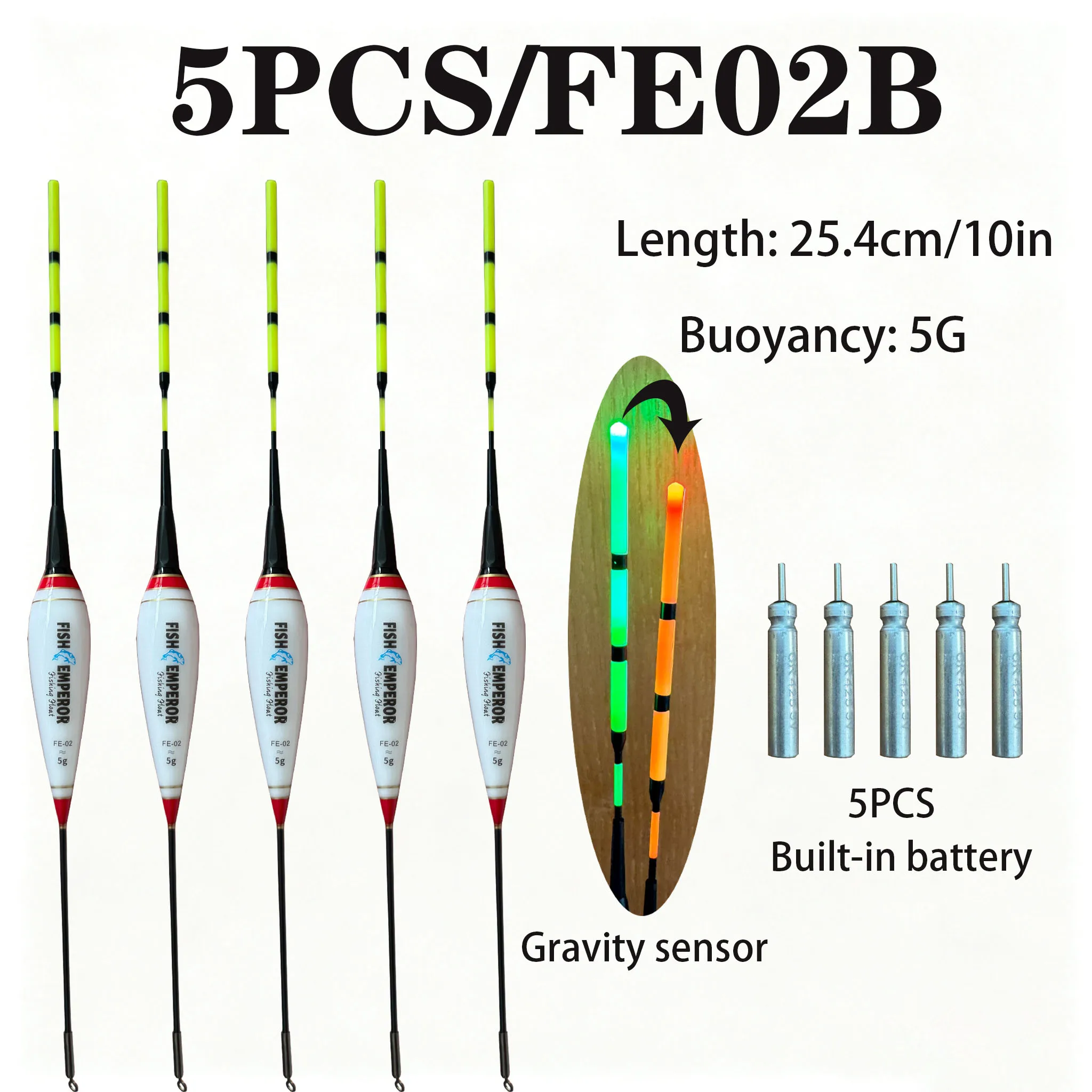 5PCS Day And Night Dual Purpose Float With Gravity Sensing Color Change High Sensitivity And Clarity