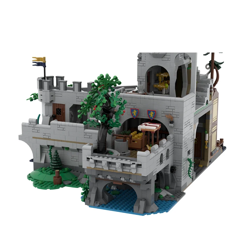 Średniowieczny model zamku Moc cegły budowlane czerwony smok model zamku technologia modułowe bloki prezenty zabawki świąteczne montaż DIY