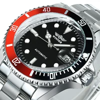 Reloj mecánico clásico WINNER para hombre, bisel giratorio, calendario luminoso, relojes automáticos de negocios a la moda, banda de acero inoxidable