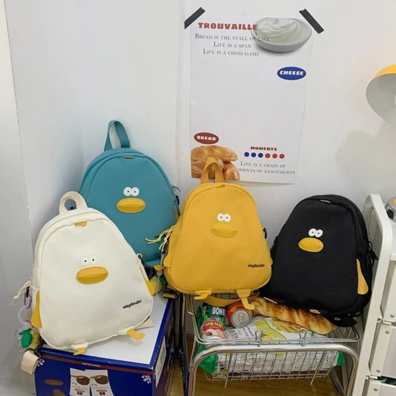 D0UD Mini Travel Bags Cartoon Duck Nylon Backpack Crossbody Bag Student School Bag Bookbag Daypack White/Yellow/Green/Black