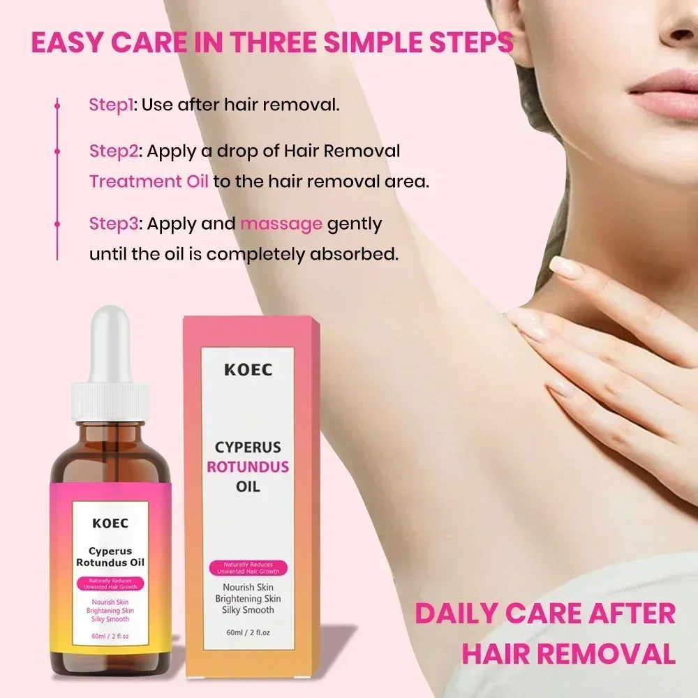 60ml KOEC Cyperus Rotundus Gentle Body Massage Oil Natural Hair Inhibitor Brightening Nourishing Silky Smooth Skin Care for Body