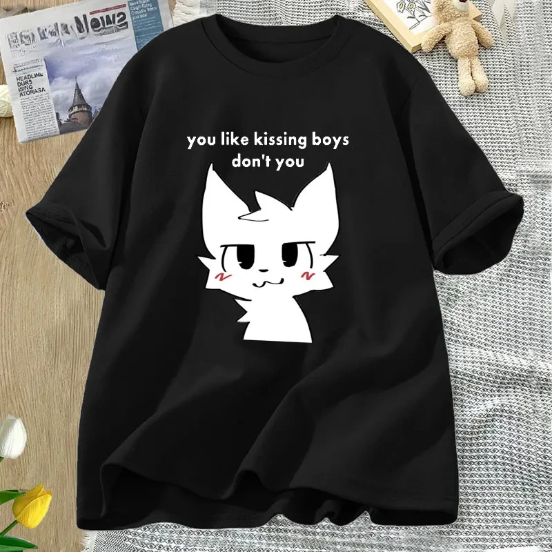 Boykisser مضحك فروي ميمي الجرافيك تي شيرت ثنائي الجنس LGBTQ فخر تي شيرت عادية تقبيل المرأة تي شيرت الملابس #2