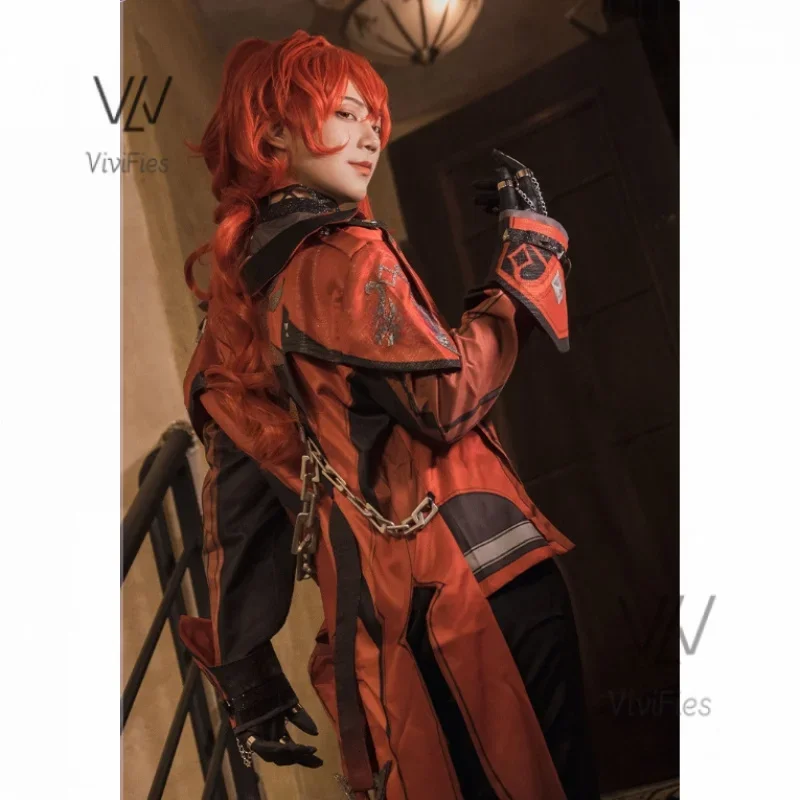 Ragnvindr Cosplay Costumes Game Genshin Impact Diluc Wig Outfit Unisex Comic Roleplaying Diluc Outfit Genshin Impact Cosplay