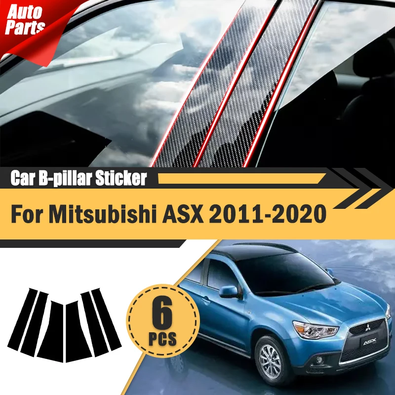 Glossy Black Carbon Fiber Window Door Deal B C Pillar Post Cover Sticker For Mitsubishi ASX 2012 2013 2014 2015 2011-2020