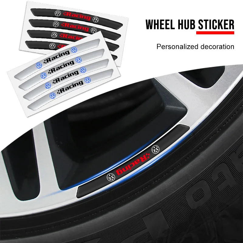 

4Pcs Car Styling Auto Wheel Hub Badge Tire Rim Stickers Accessories for VW GTI GOLF 5 6 7 Polo Tiguan VW TOURAN CADDY PASSAT
