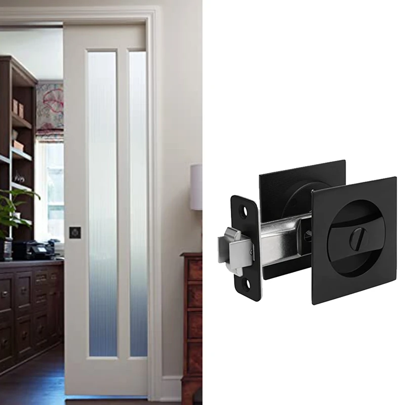 Sliding Pocket Door Lock Matte Black Contemporary Privacy Square Pocket Door Hardware