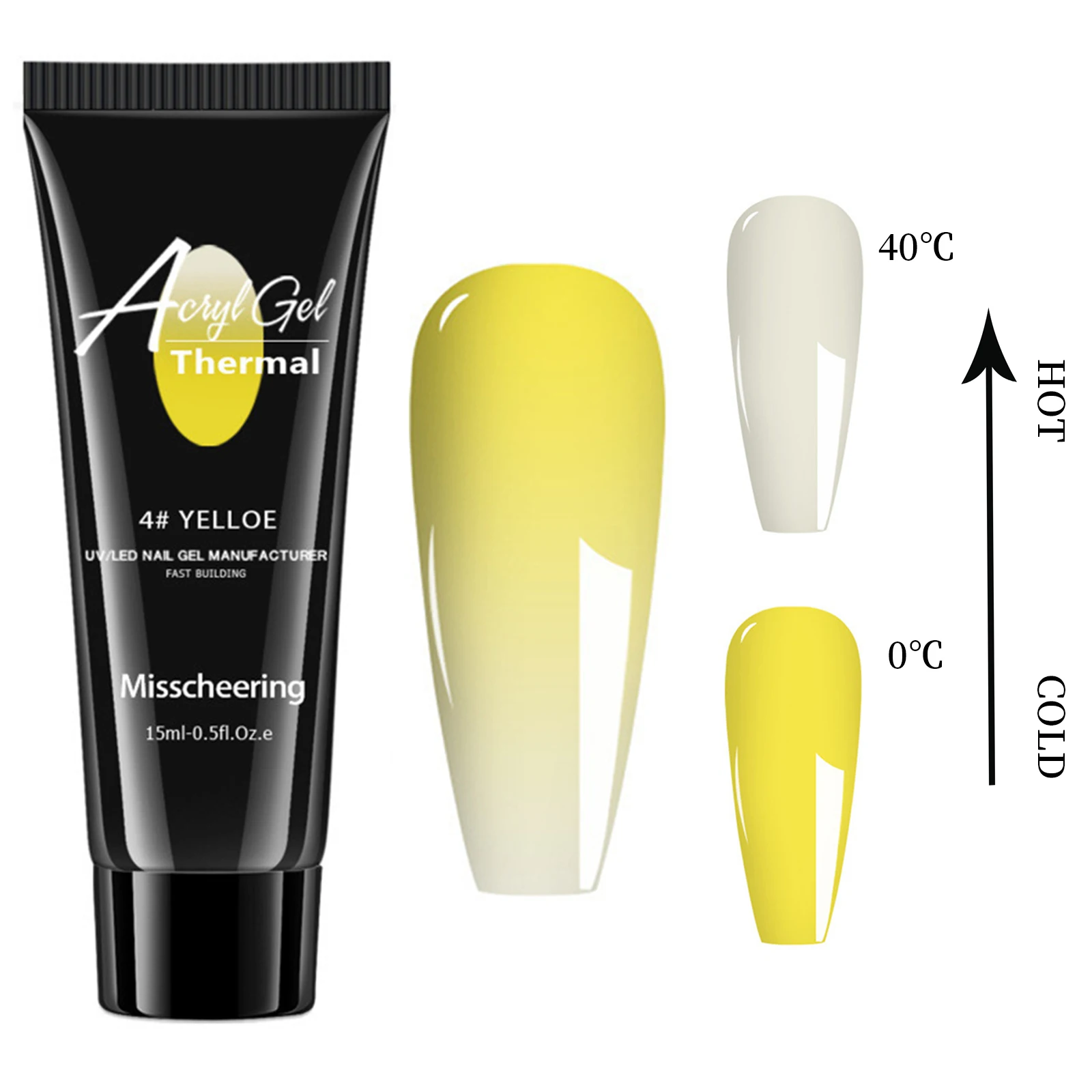 15ml Thermal Color Changing Poly Gel Temperature Sensitive Acryl Gel UV LED Builder Gel Nail Extension Gel Manicure Nail Art DIY