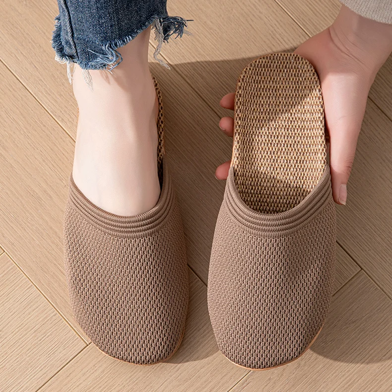 Mesh Casual Hausschuhe Damen Hause Weiche Designer frauen Sandalen Sommer 2025, Hanf Elegante Dias Mode Indoor Schuhe Große Größe – Detail 7