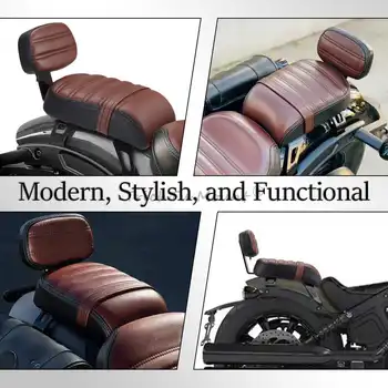 適用於 Indian Scout Bobber Sixty Rogue 2018-2024 的摩托車乘客座椅靠背真皮後座,附靠背墊 10 最佳銷售 鮑伯座椅 - №9