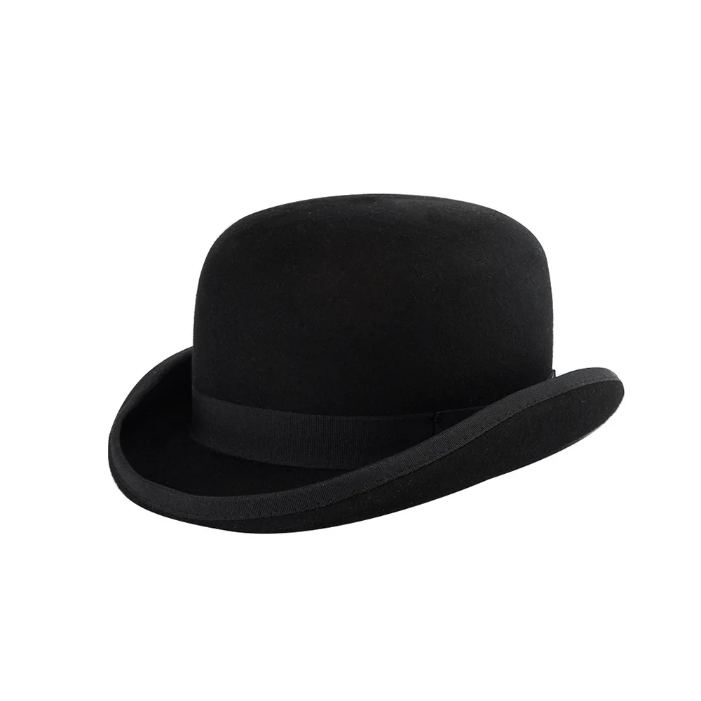 

Mistdawn 100% Wool Felt Derby Bowler Hat For Men Women Satin Lined Fashion Party Formal Fedora Costume Magician Hat 4 Sizes