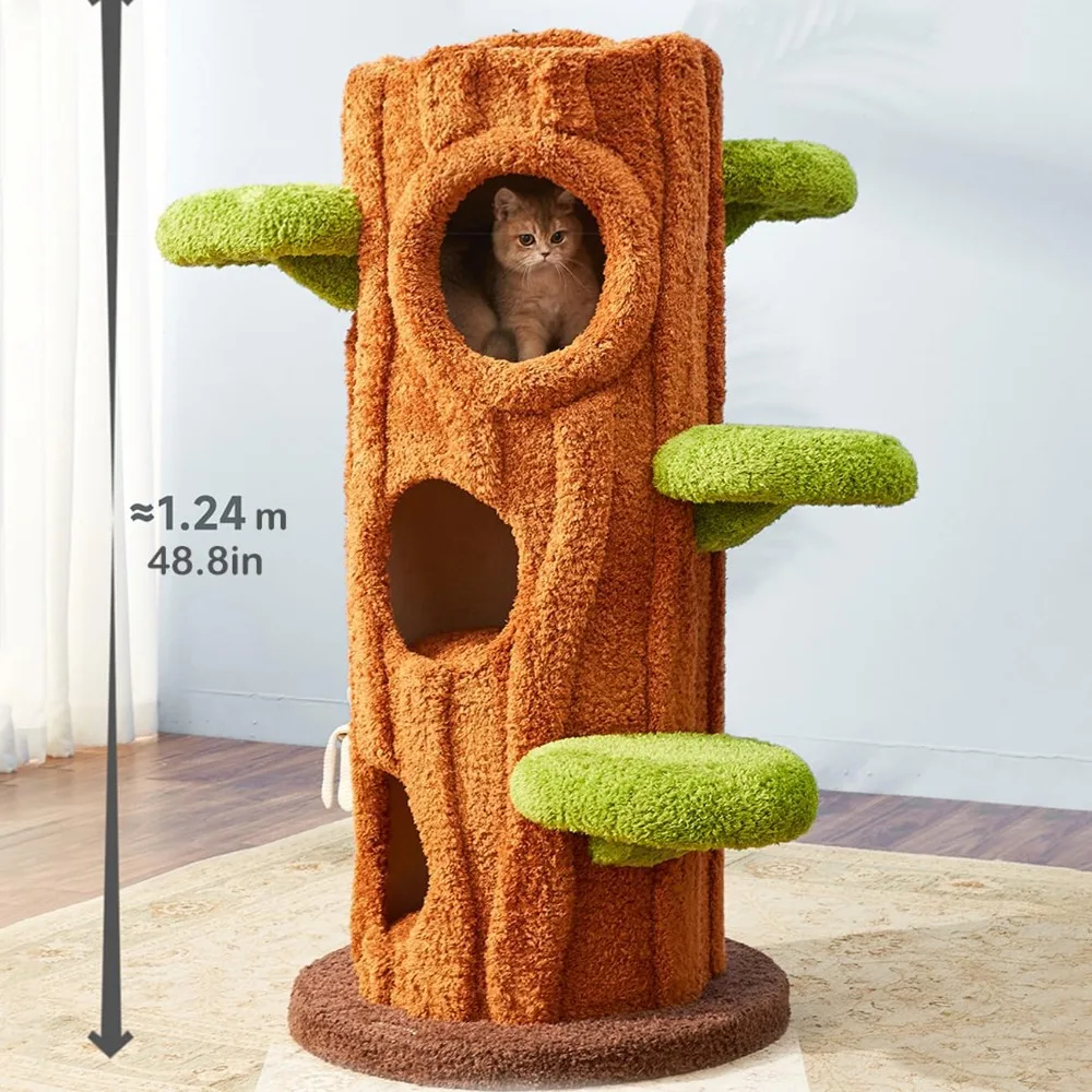 Luxury Simulation Climbing Frame Bed for Multiple Cat Tree Style Green (47.2in) Cats Tower Cats Pet Products Scratching Post Big