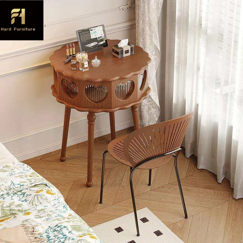 French  Wooden Mini Bedroom Bedside Vanity Desk High Quality Flip Mirror Home Makeup Vanity Desk