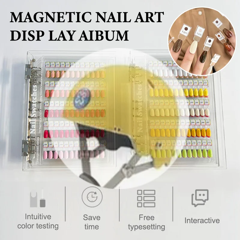 

[120/180/240 Transparent Colors Magnetic Tips Nail Art Swatch Book Manicure Color Test Storage Book Large Acrylic Works Display
