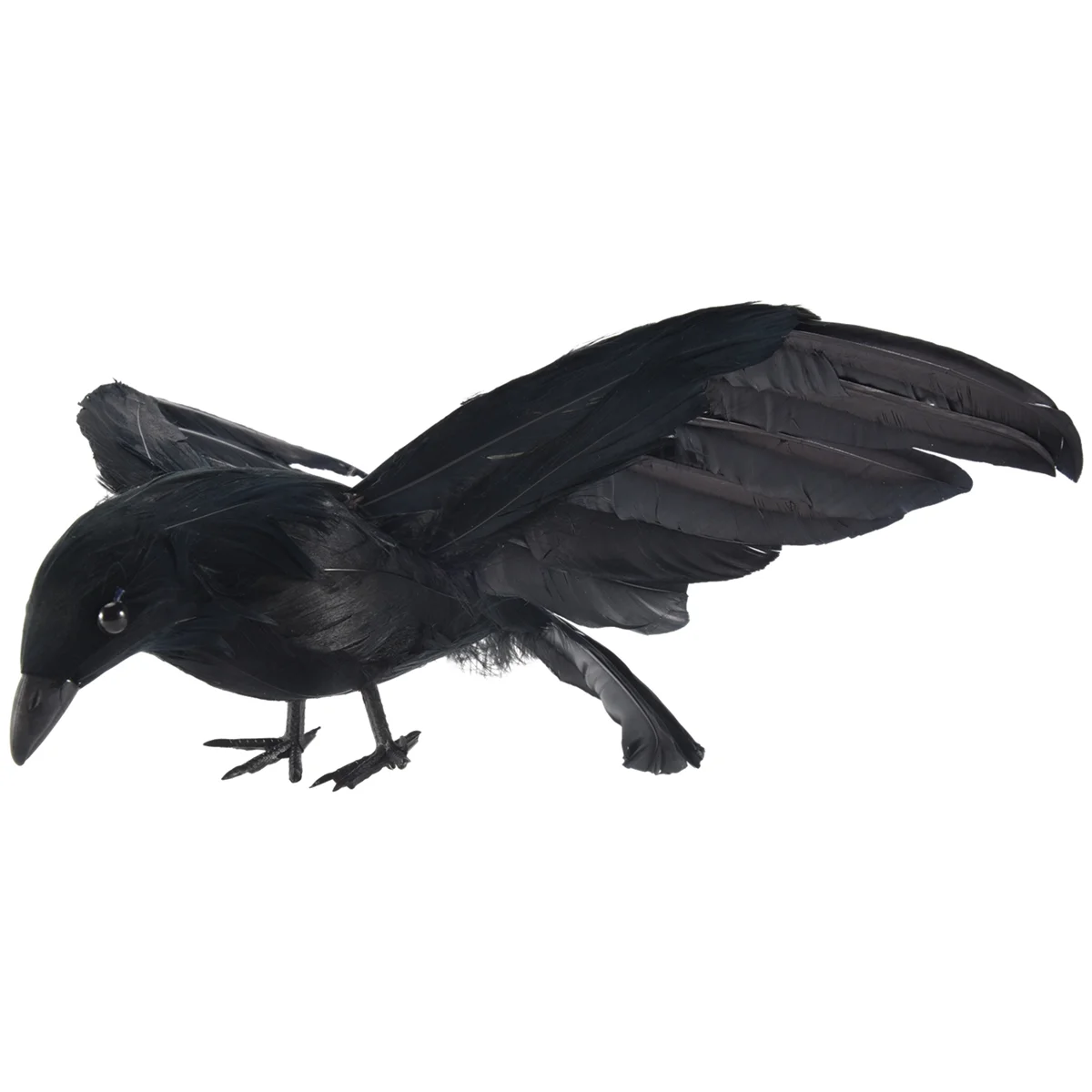 Properti Halloween bulu gagak burung besar 25x40cm mainan model penyebaran hitam gagak, properti performa