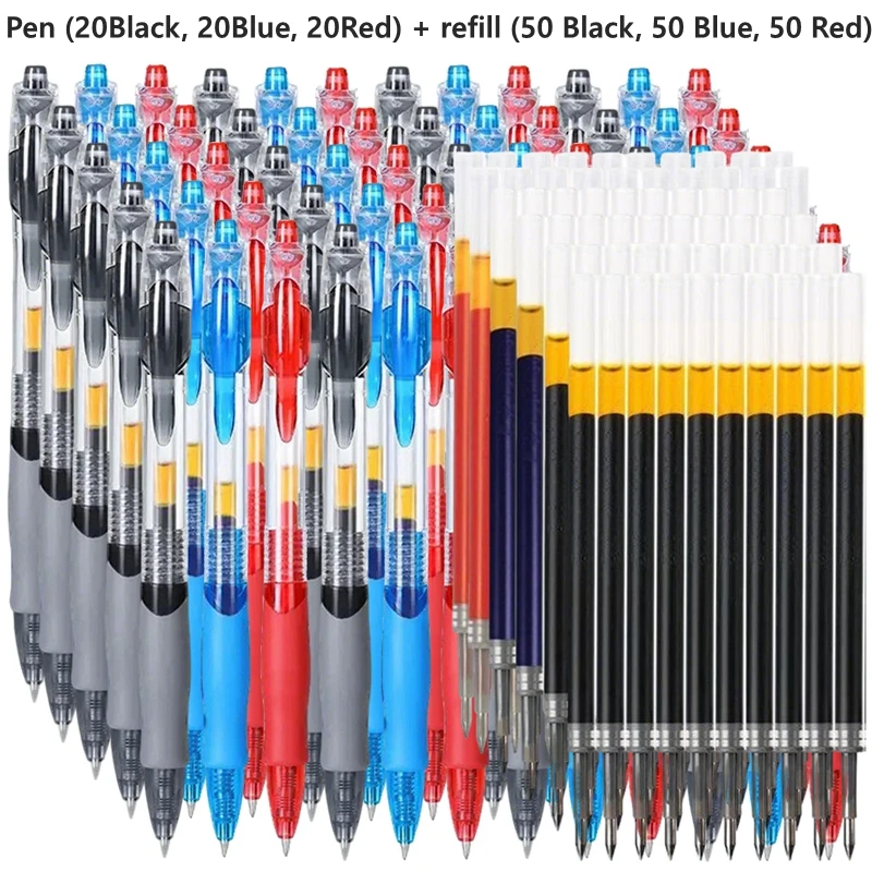10/100/200 PCS Retractable Ballpoint Pen Refill Set Gel Pen Black/Red/Blue Stationery Office School Supplies Pens for Writing
