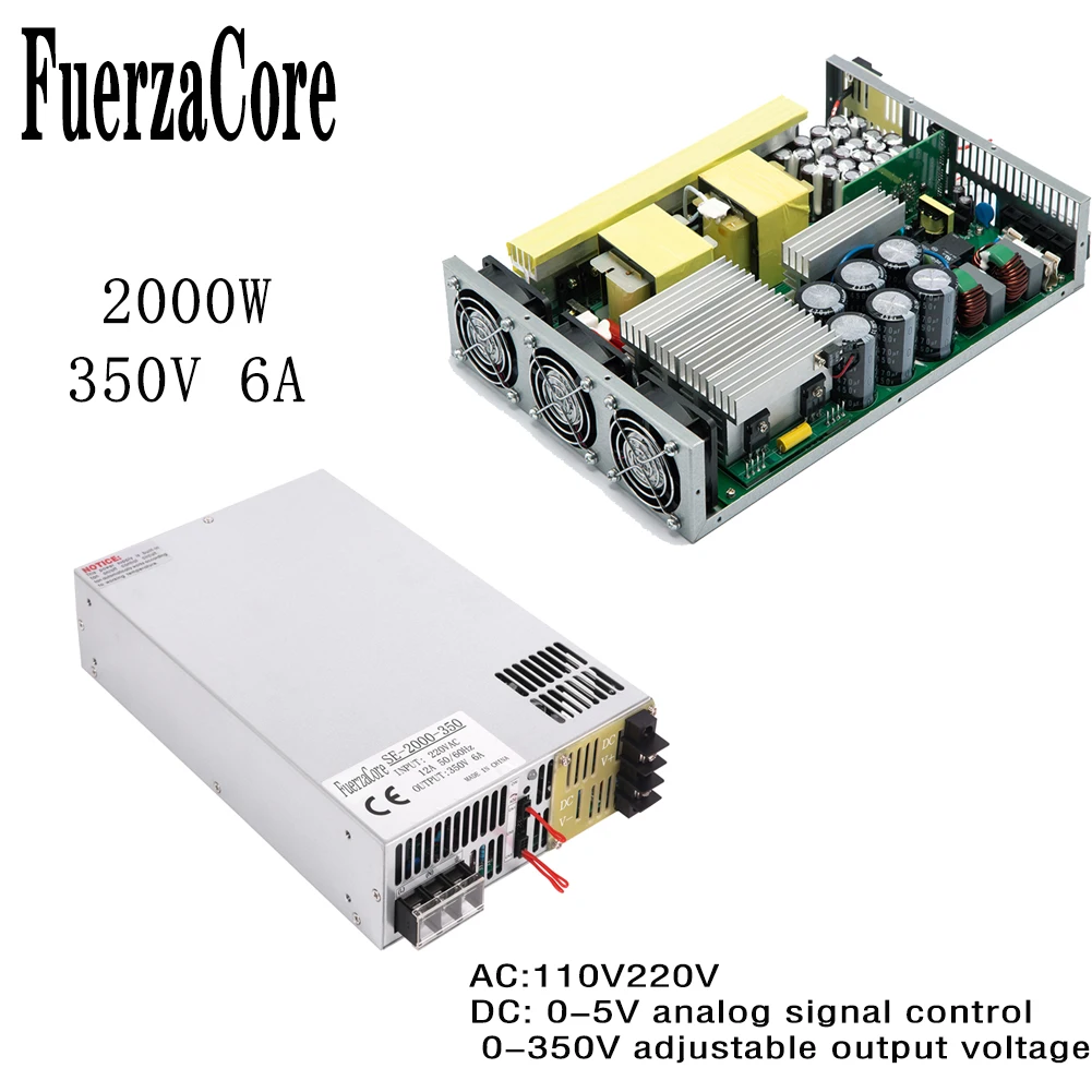 

2000W 350V power SMPS 0-350V Adjustable 0-5V Analog Signal PLC Control PWM 110\220V AC to DC Transformer LED Motor Battery350VDC