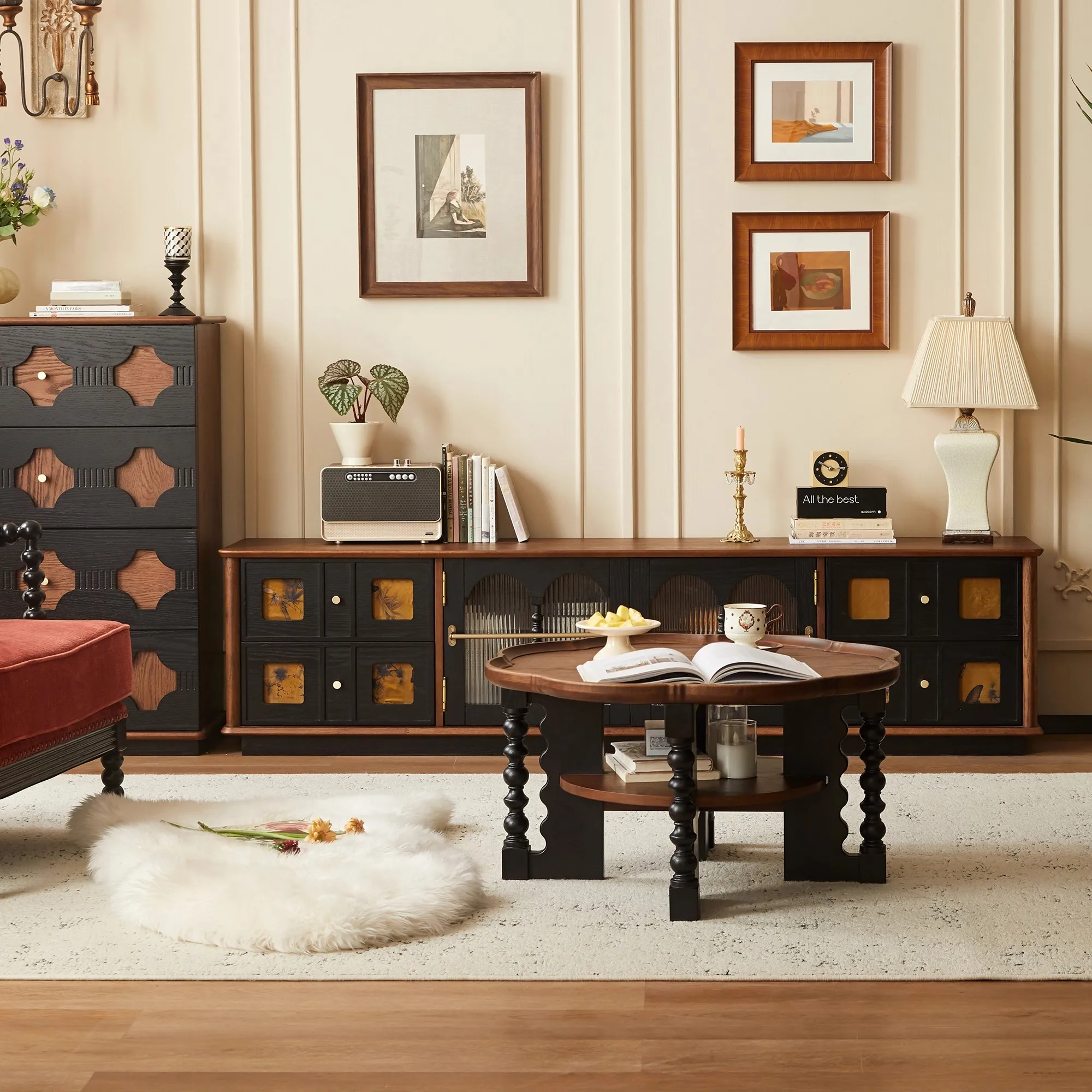 

&c 2025 New Solid Wood Double Balcony Tea Table Small Household Coffee Table for Living Room