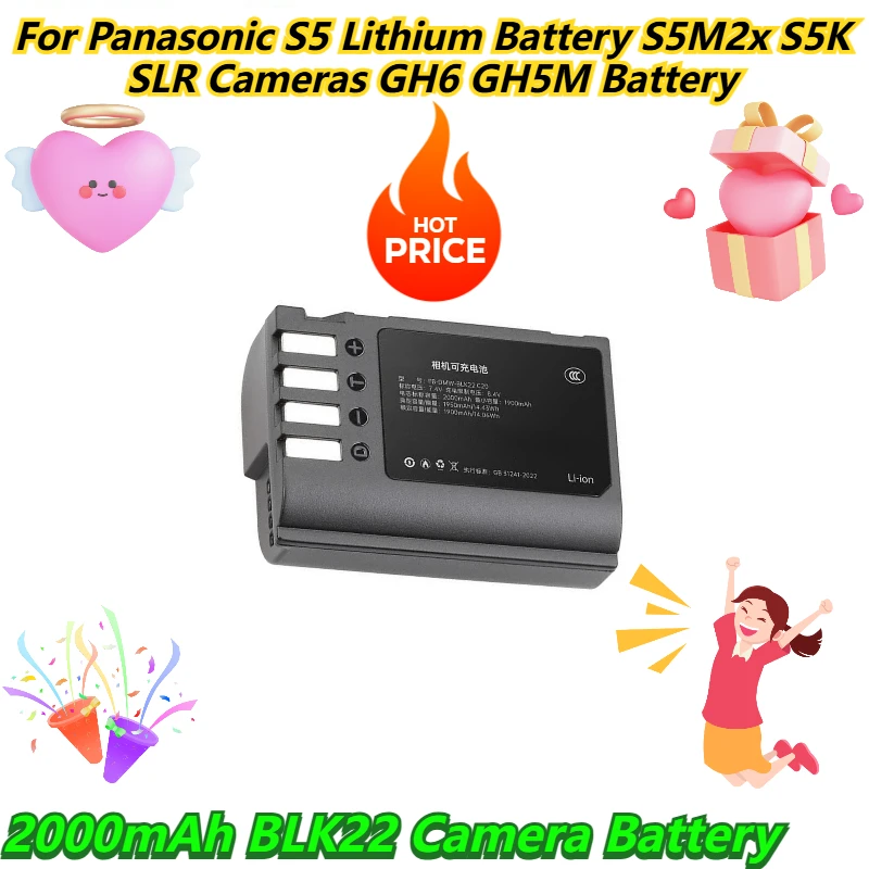 

2000mAh BLK22 Camera Battery For Panasonic S5 Lithium Battery S5M2x S5K SLR Cameras GH6 GH5M Battery