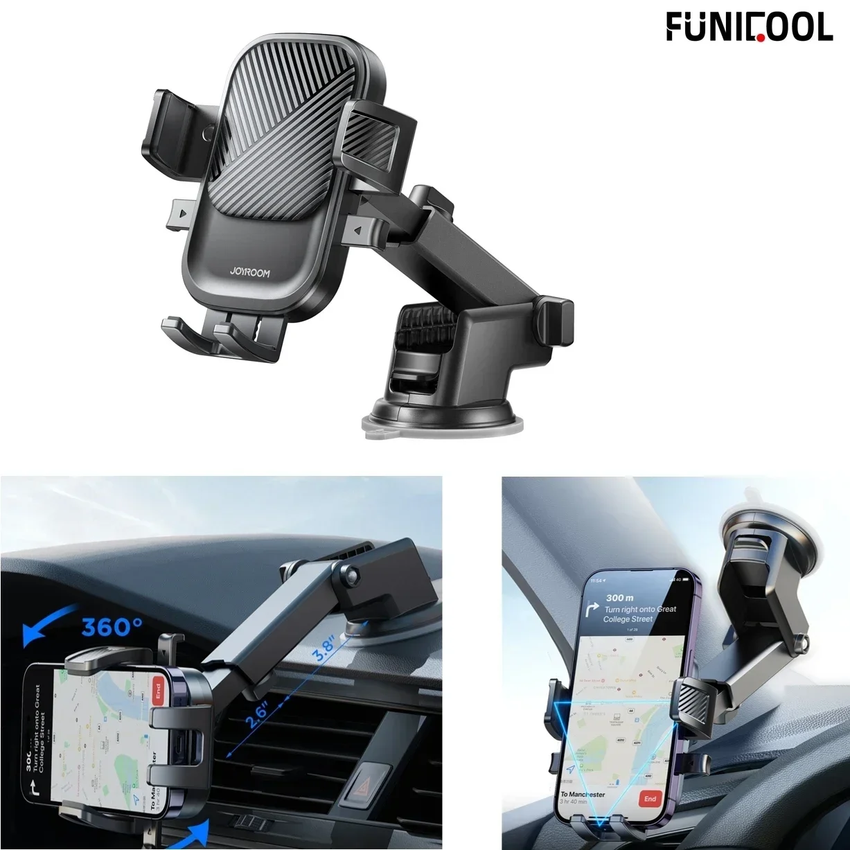 

GEFENSI Upgraded Car Phone Holder Mount Car Strong Suction Hands-Free Universal Cell Phone Stand For Dashboard/Windshield 360° R