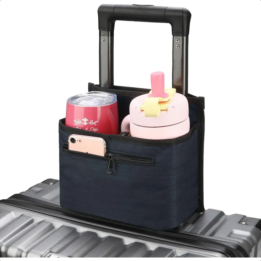 

Lage Travel Cup Holder Attachment for Suitcase Drink Carrier Caddy Coffee Mug and Tumblers Traveler Carry on Hands Free Accory