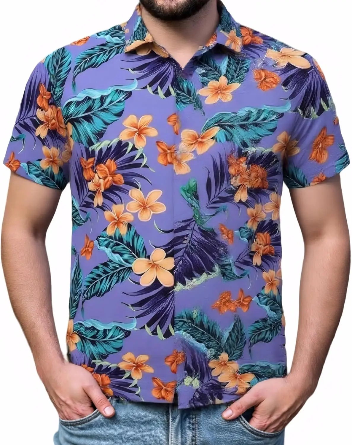 3D Print Men's Short Sleeve Shirt Leaf Flower Graphic Lapel Single-Breasted Shirts Summer Outdoor Travel Holiday Breathable Tops