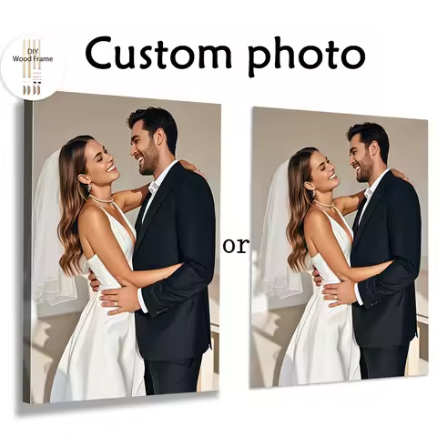 1 Pc Custom Photos with DIY Wood Frame or frameless poster,Custom Wedding Photo,idea gift,Personalized Canvas Painting