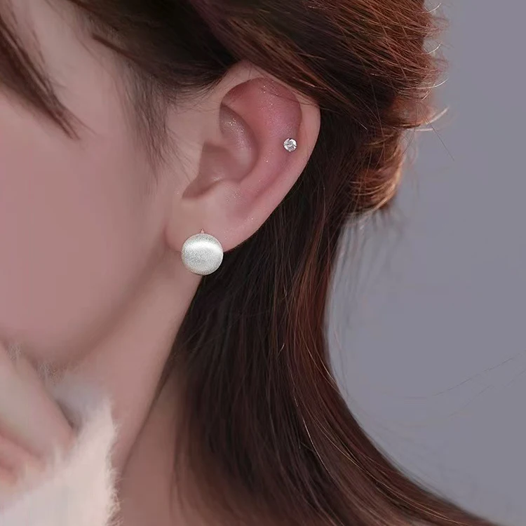 Silver Color Minimalist Brushed Hoop Earrings for Fashion Women Trendy Fashion Jewelry Light Luxury Accessories view 2