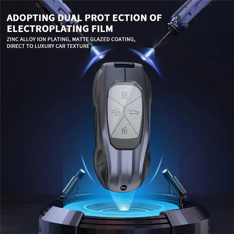 For Xpeng G6 G9 P5 P7 P7i G3i Car Key Case Cover Zinc Alloy Silicone Key Shell 360 Protection Keychain Key Fob Accessories 4