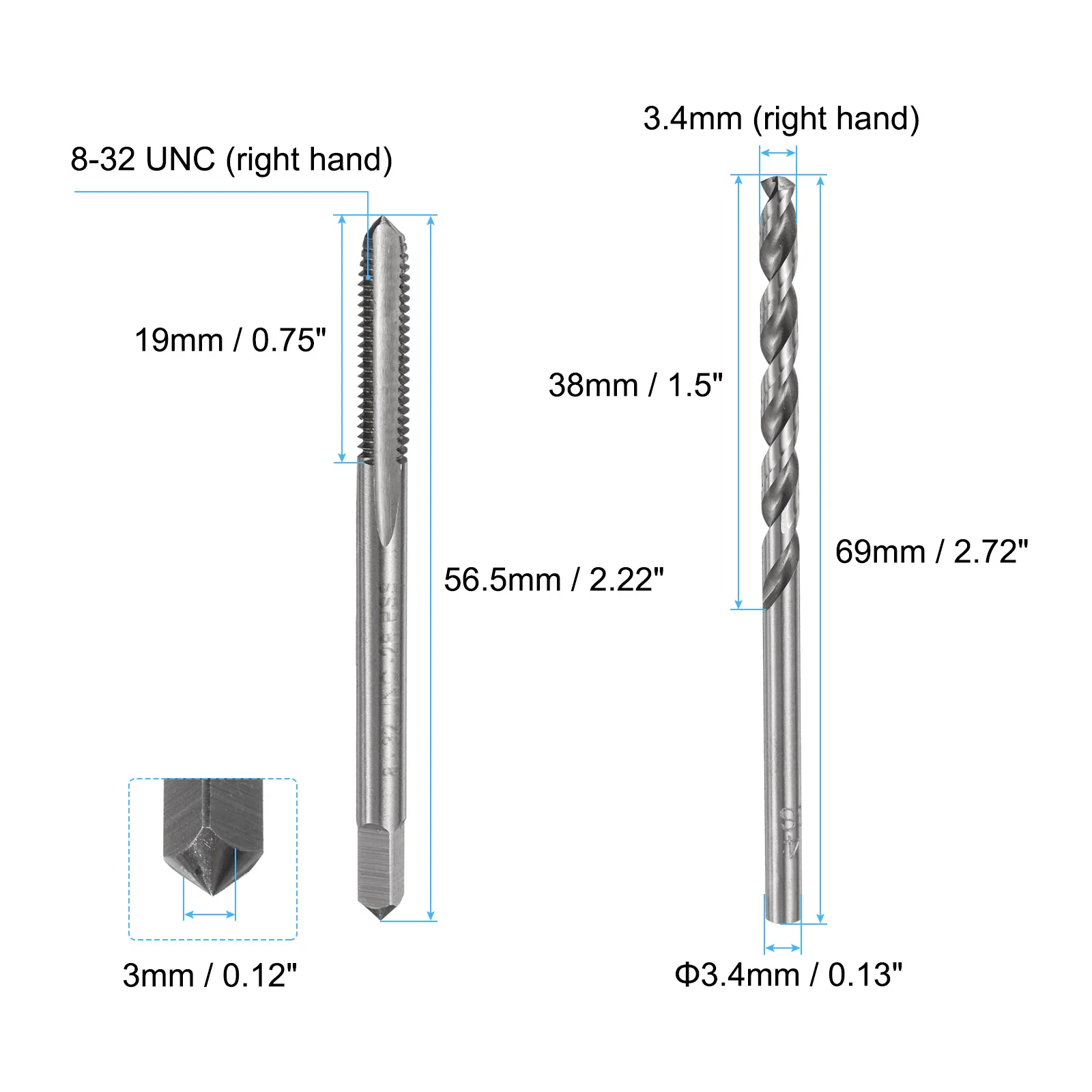 9/16-18 Tap 9/16\-18 UNF HSS Taper Hand Tap - Straight Flute Taps - Sowa 9/16 Tap