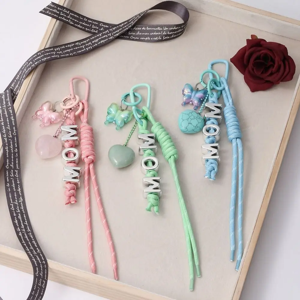 

Woven Rope Butterfly Pendant Color Blocking Buckle Braided Rope Car Keyrings Y2K Anti-Lost English Letter Keychain Kids Gifts