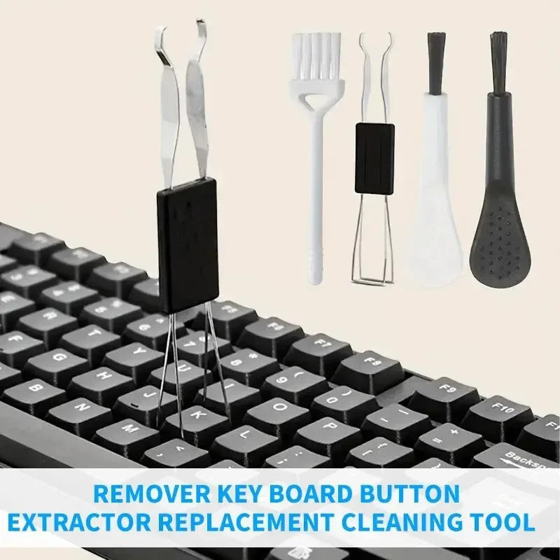 2-in-1-Entferner für mechanische Tastatur, Schlüsselkappen-Entferner, universeller Schlüsselwellen-Entferner, Ersatz-Reinigungswerkzeug, Reinigungsbürste
