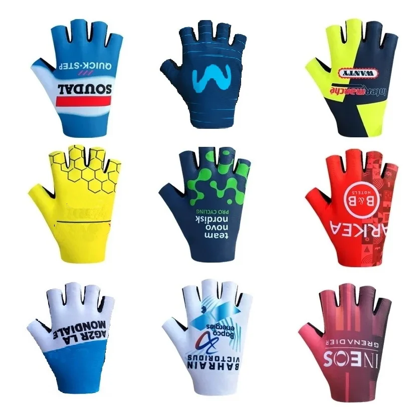 QUICK STEP INEOS INTERMARCHÉ-WANTY Ag2r Team Ein Paar Halbfinger-Fahrradhandschuhe