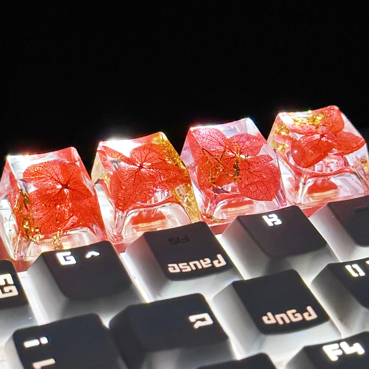 Kk-Cokio mechanical keyboard keycap, high quality DIY epoxy resin, translucent leaves, dry patterned paper, cross shaft, accesso