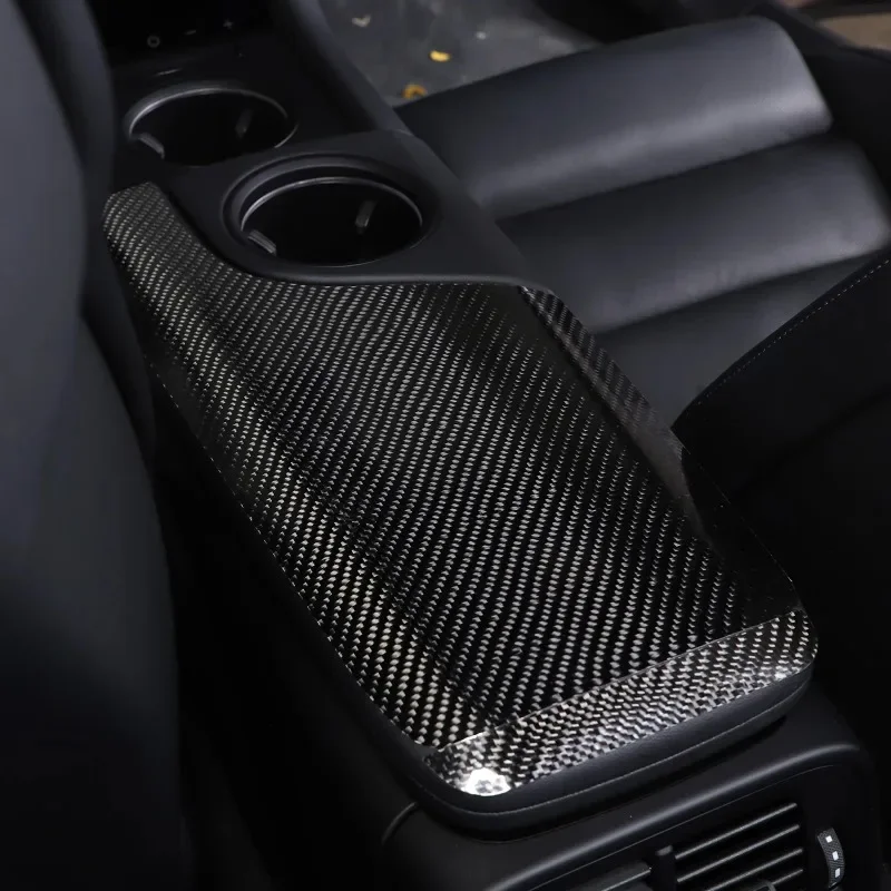 

Soft Carbon Fibre Car Armrest Case Cover Decorate Stickers Interior Car Accessories For Porsche Taycan 2019-2025