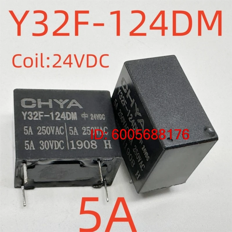 10PCS New Y32F-124DM (32F-1A-Coil:24VDC-5A) Relay 4pins