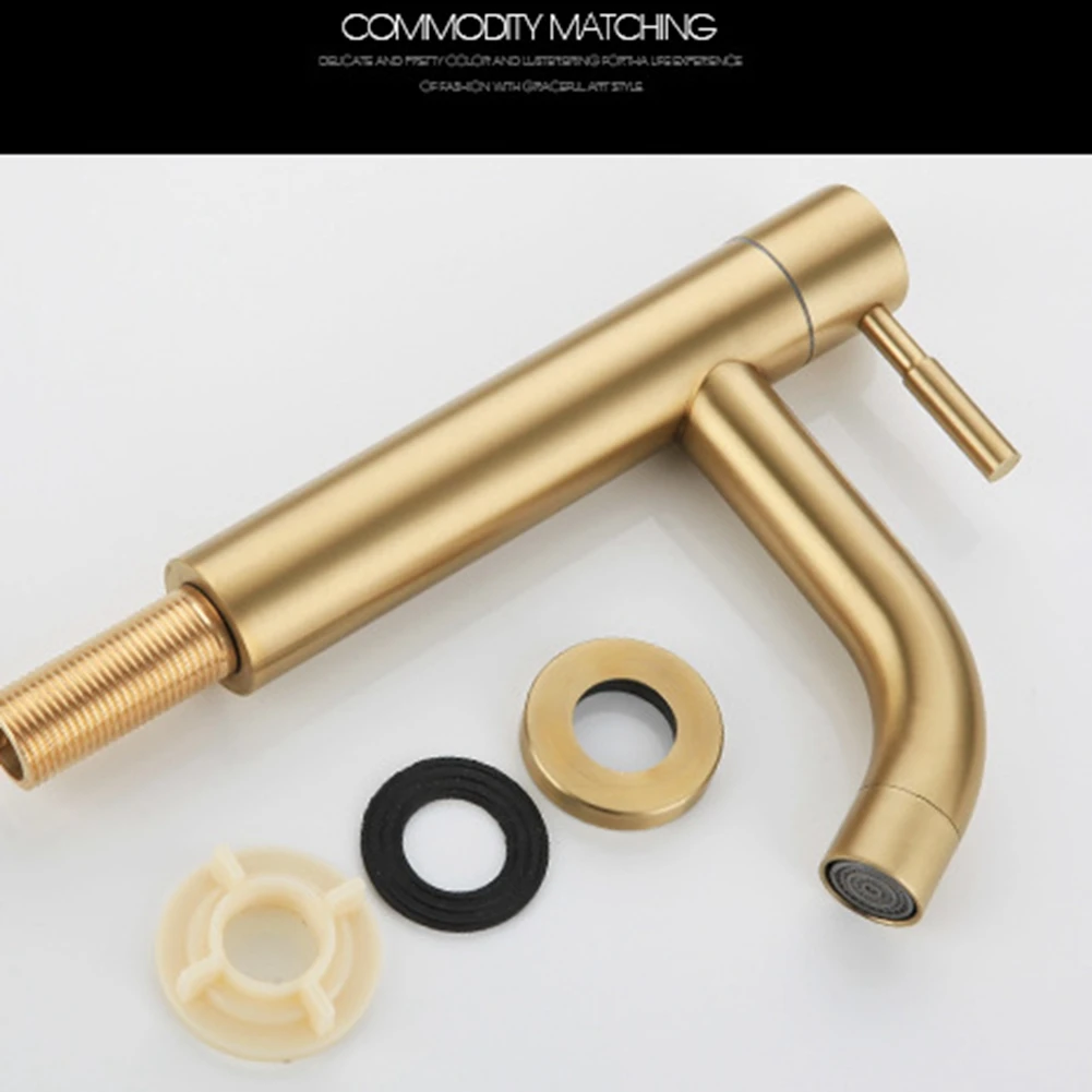 

Brush Gold Single Cold Basin Faucet 304 Material Basin Mixer Bathroom Sink Faucet Water Wash Mixer Tap-AA98
