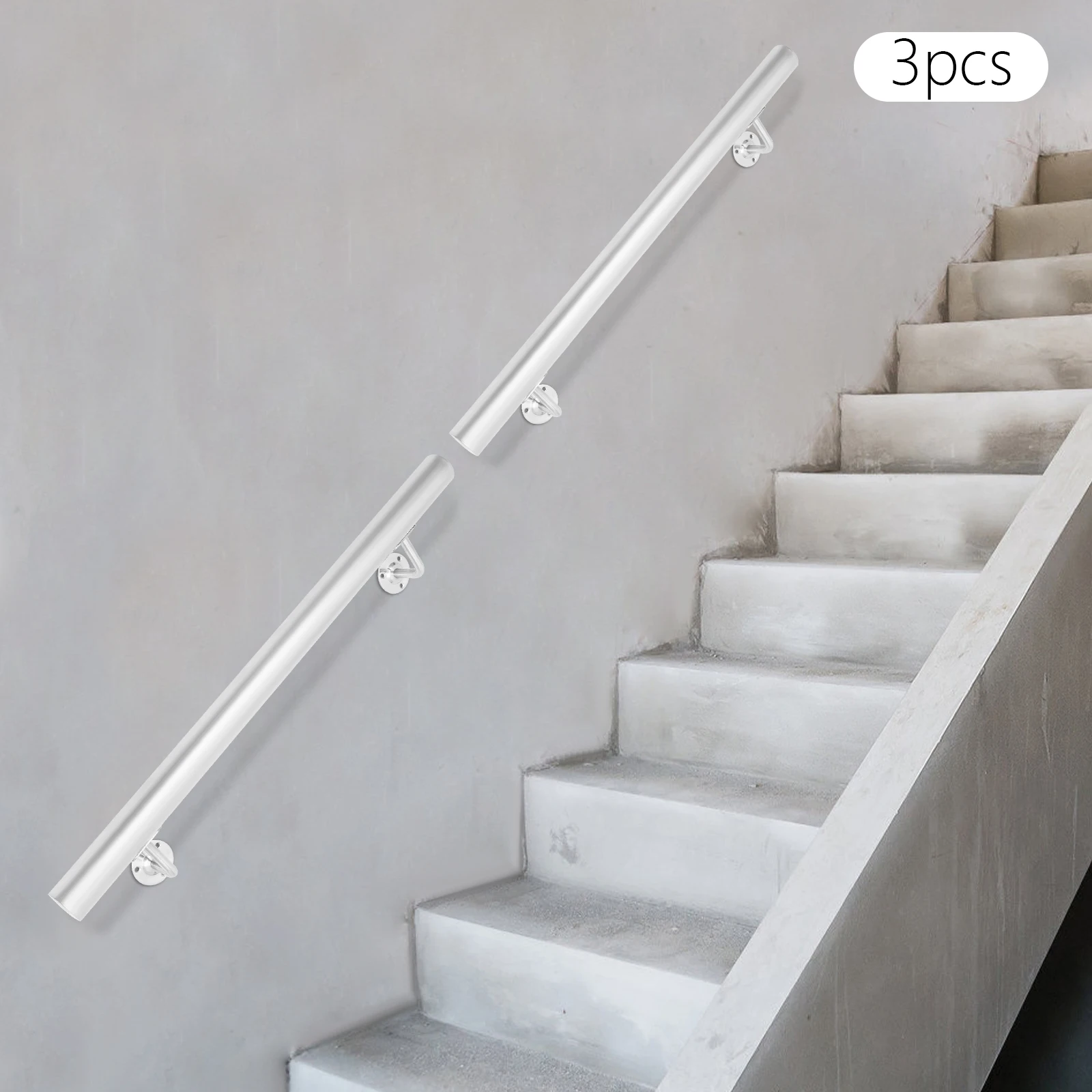 

8FT Handrails for Stairs, Indoor Stair Handrail, Wall Mounted Stair Handrail, Safety Stainless Steel Stair Handrail