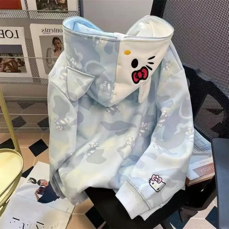 

Худи Sanrio Hello Kitty оверсайз, уютная и стильная, из хлопка, для женщин, весна-осень, американский дизайн, ленивый европейский стиль