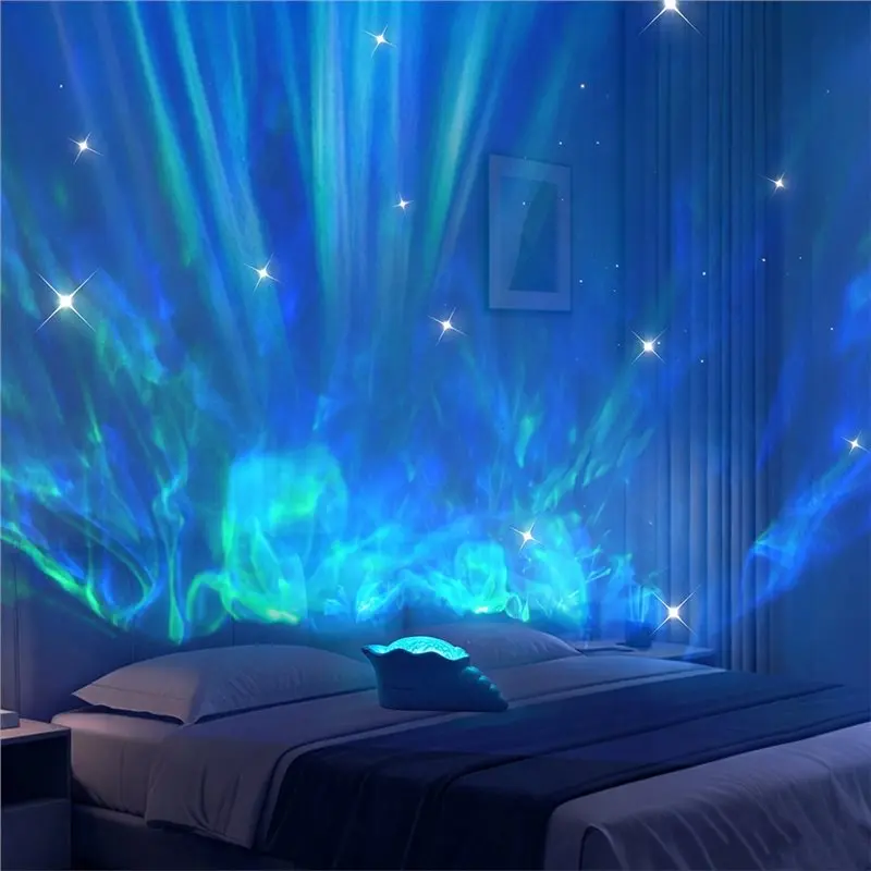 ABJN-Conch Shape Sea Wave Projection Atmosphere Lamp Soft Dimmable White Noise Sleep Sound Machine Ocean Light Night Lamp 5