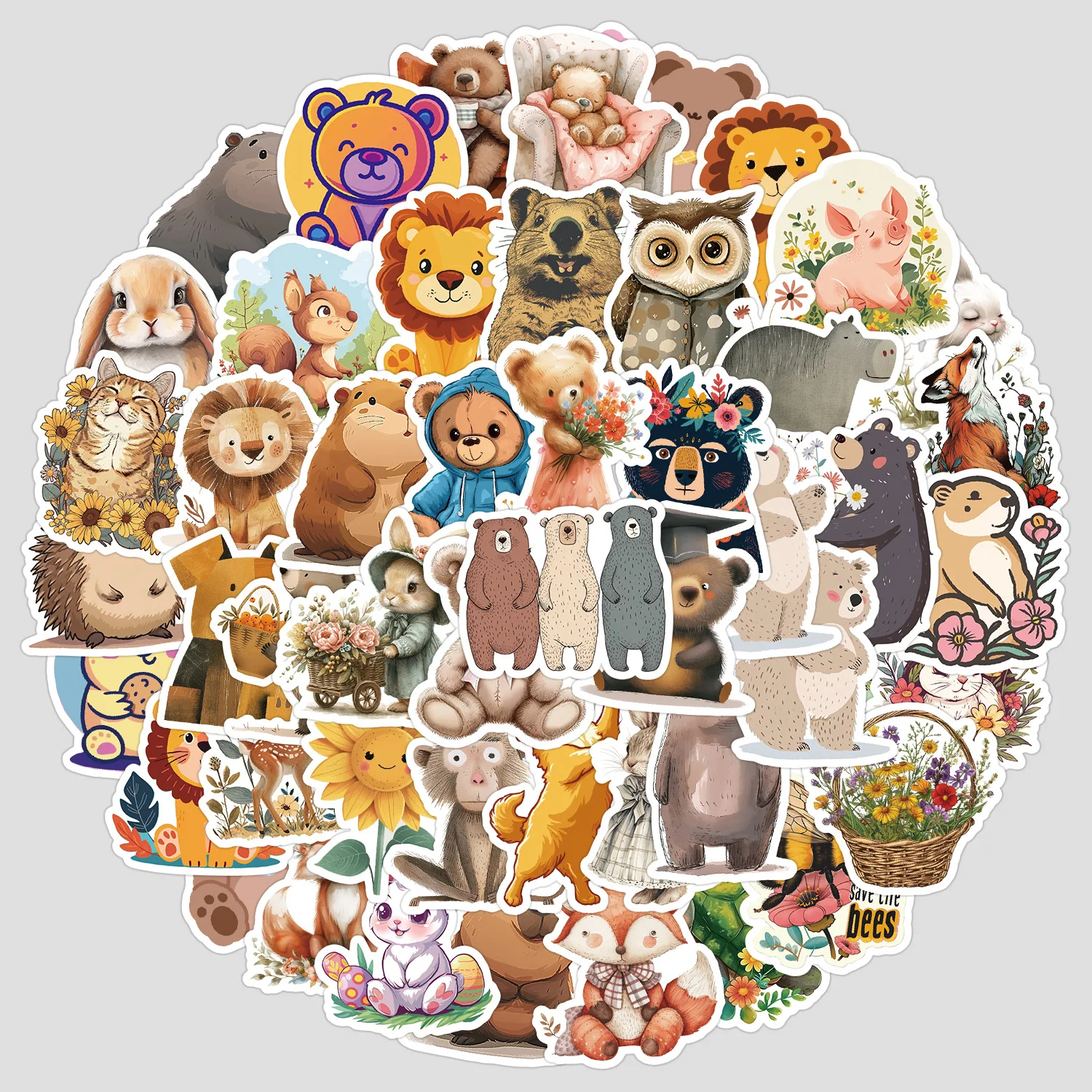 10/30/50PCS Fairy Tale Animal Stickers Cute Graffiti Decoration Stationery Box Water Cup Laptop Computer Waterproof Decal Toy