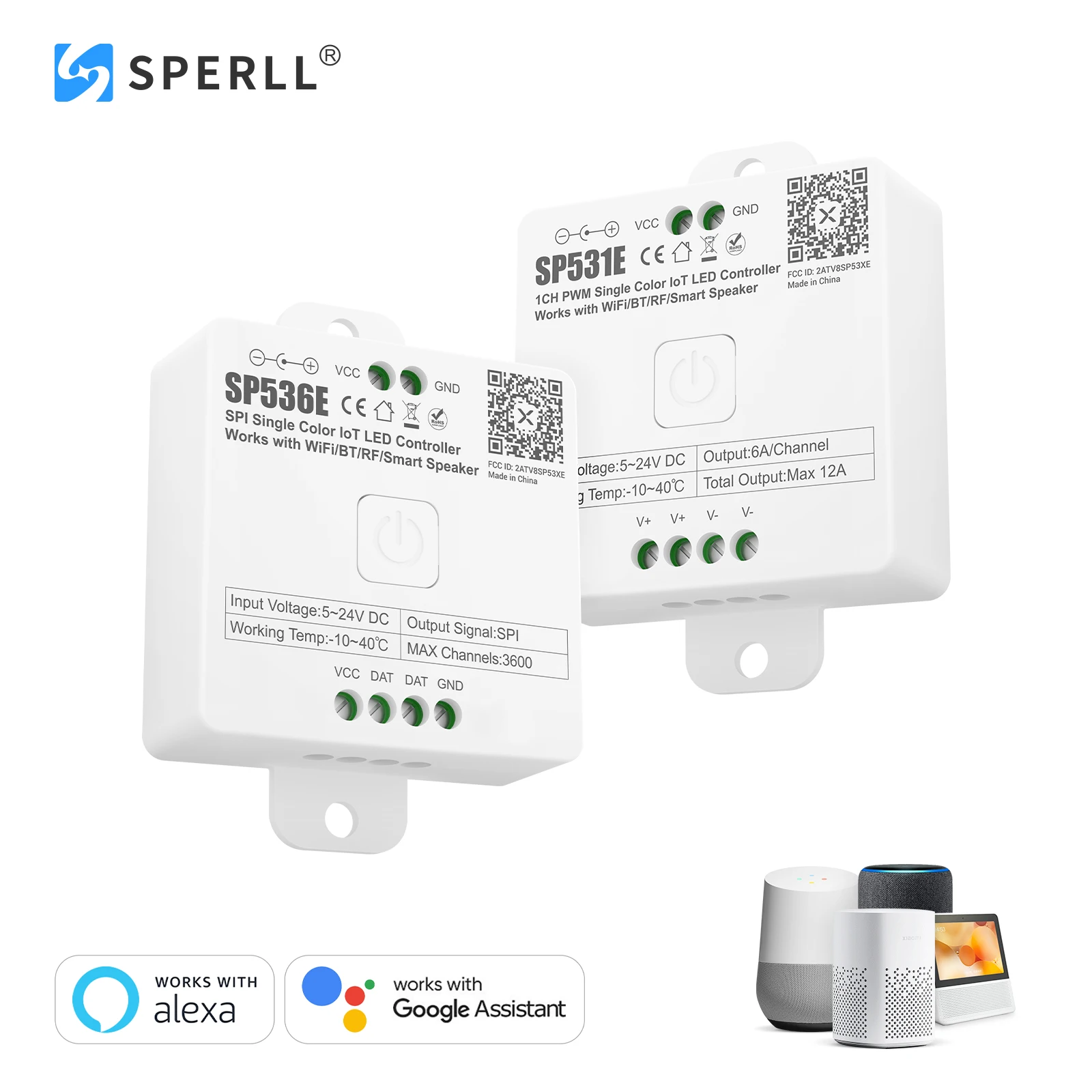 

Одноцветный SP531E SP536E IoT светодиодный контроллер приложение Wi-Fi Alexa Google Home Music BT RF удаленная световая лента постоянного тока 5-24 В